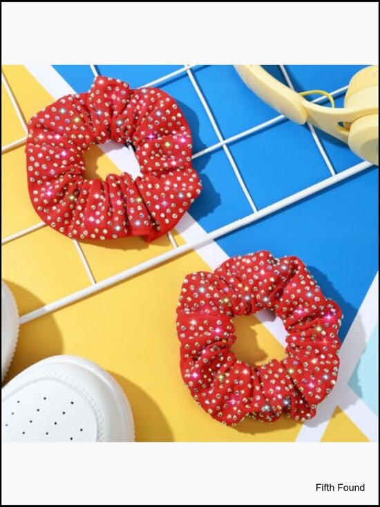 6 Pcs Sparkly Rhinestone Scrunchies Cheerleading Hair Ties main image 4